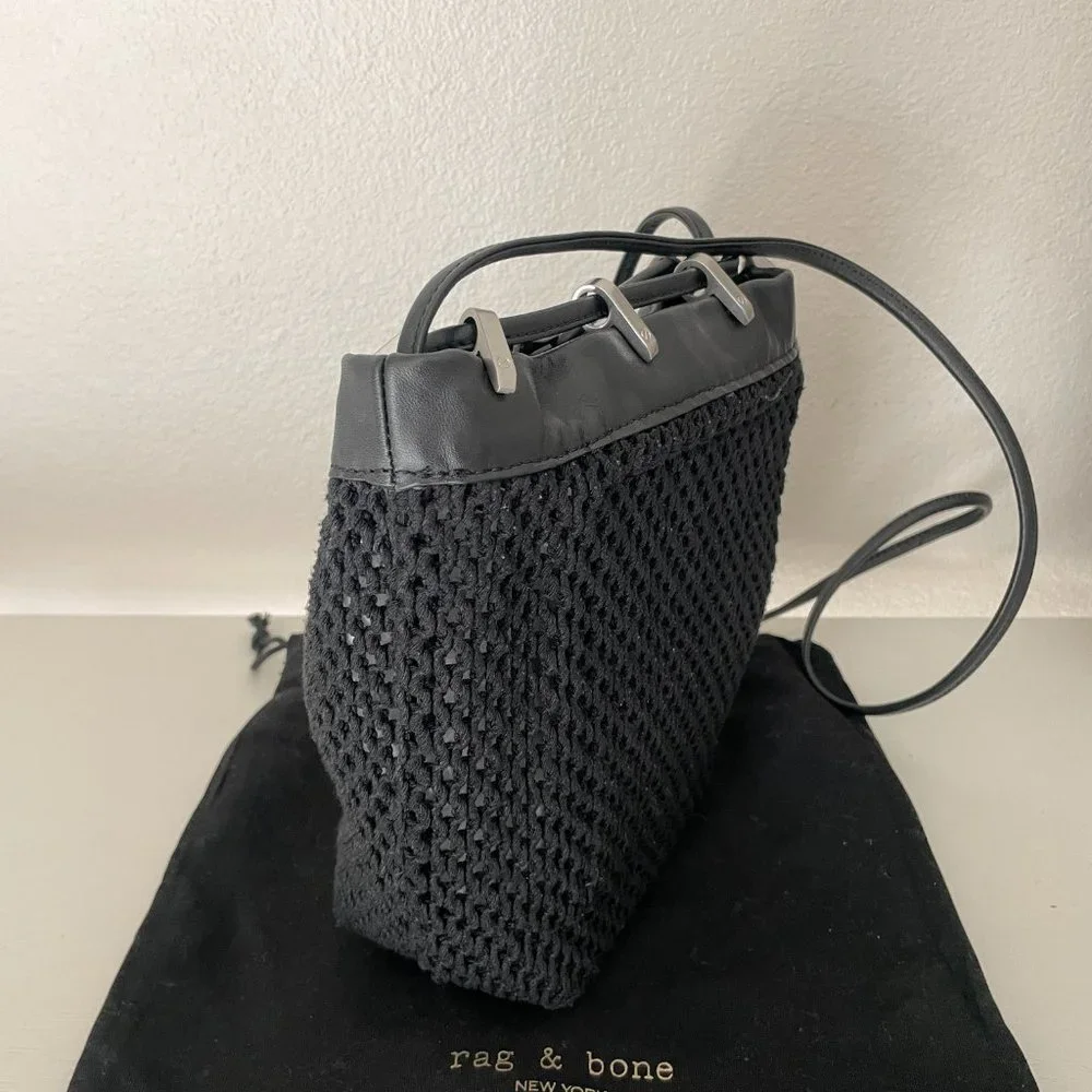 Rag & Bone Crochet Leather Trim Bucket Bag - Picture 5 of 7